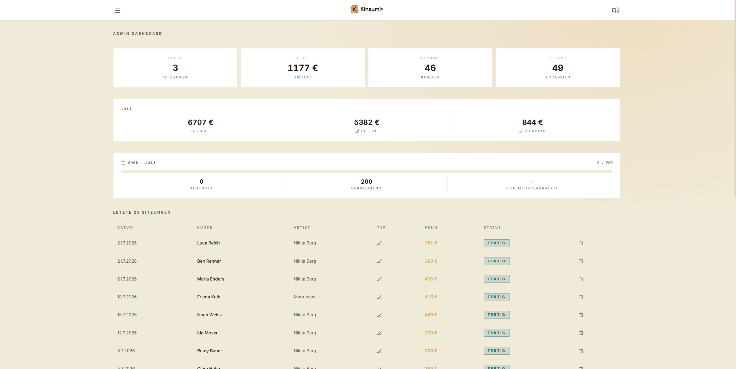 Studio-Dashboard